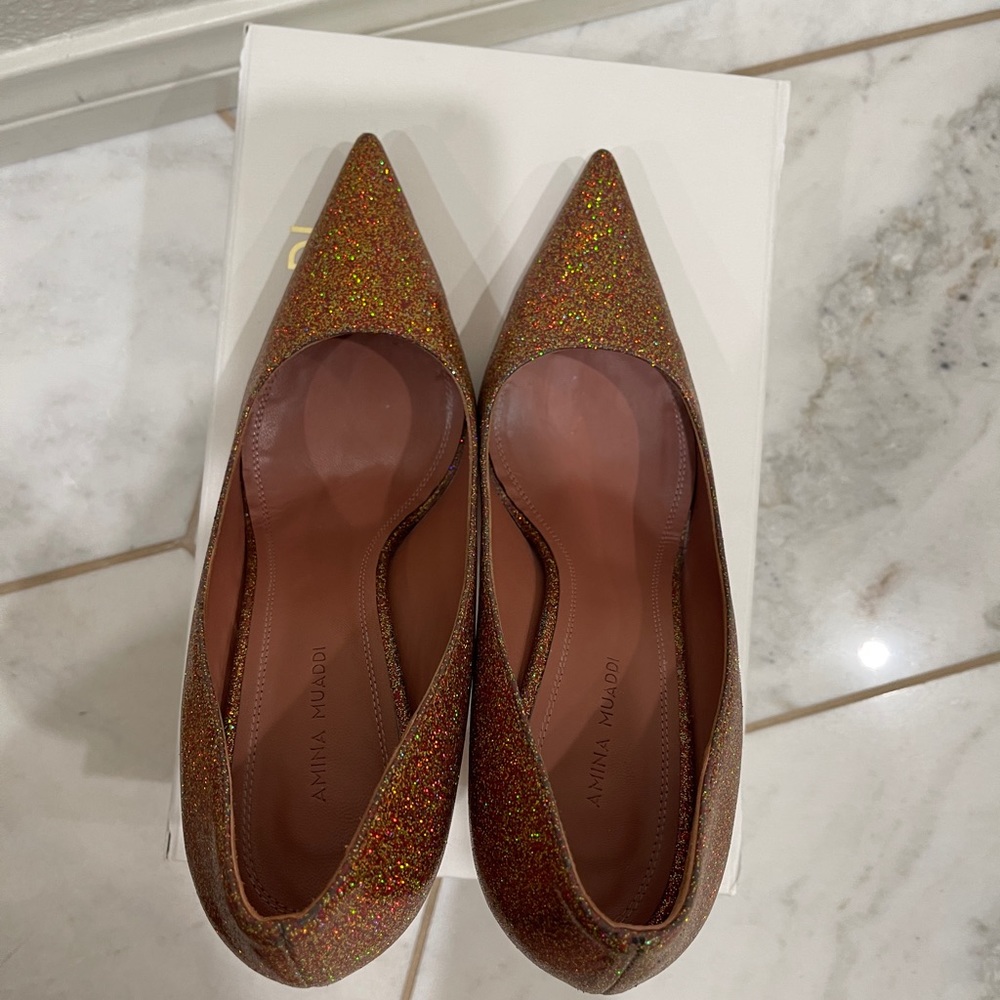 Amina Muaddi Glitter Pump - Picture 5 of 8